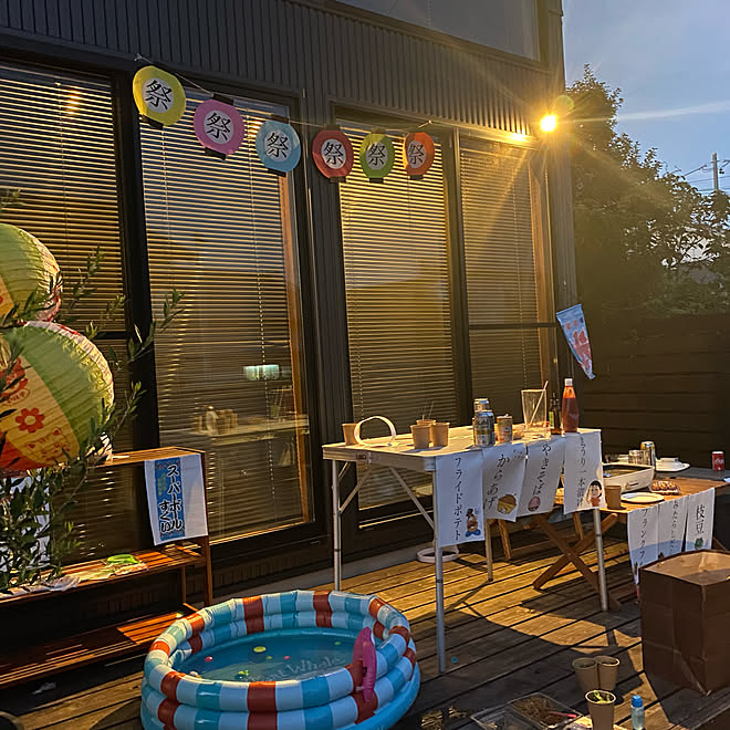 こどものいる暮らし 100円ショップ材料 おうち夏祭り シンプルライフ おうち縁日 などのインテリア実例 08 14 11 11 31 Roomclip ルームクリップ