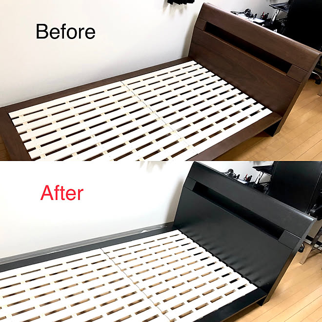 ロデリック ニトリのベッドフレーム ニトリ ニトリのベッド 塗装diy などのインテリア実例 10 03 18 58 08 Roomclip ルームクリップ