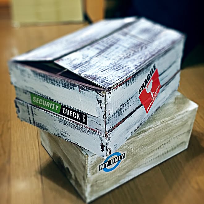 部屋全体 ダンボールリメイク ミルクペイント ダイソーのインテリア実例 15 12 27 18 12 58 Roomclip ルームクリップ