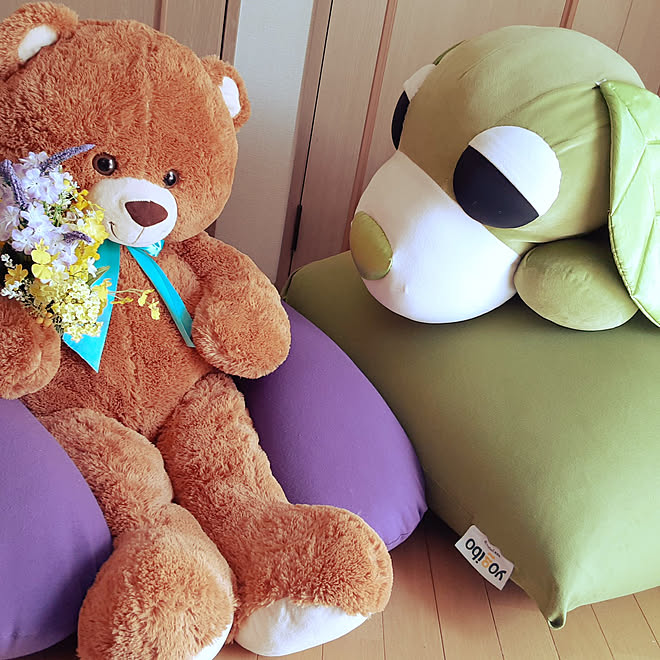 ベッド周り ヨギボーの無駄づかい お茶犬 くじ引きで当たったくまさん ヨギボーのインテリア実例 22 03 22 12 45 28 Roomclip ルームクリップ