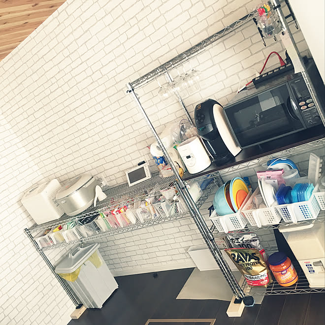 キッチン収納 メタルラック ジョイフル本田 新築一軒家 Diy などのインテリア実例 01 21 11 06 49 Roomclip ルームクリップ