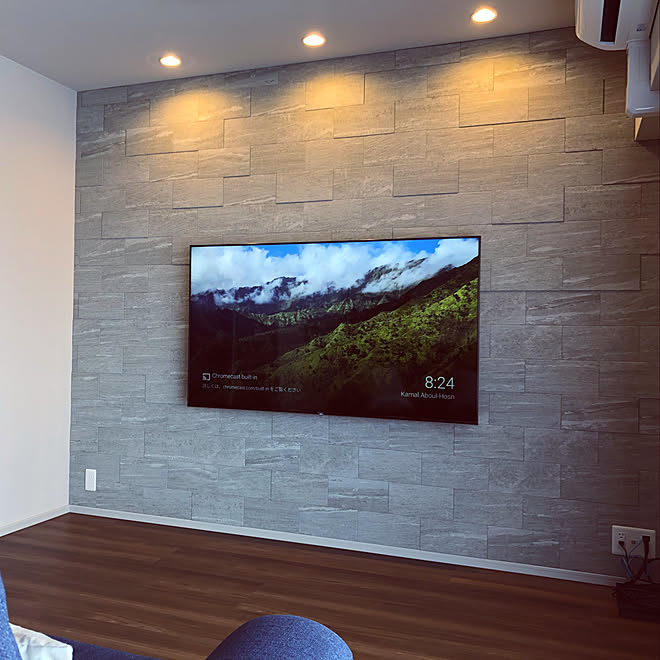 Bravia65型 ヴァルスロック 壁掛けテレビ エコカラット リビングのインテリア実例 04 05 08 35 15 Roomclip ルームクリップ
