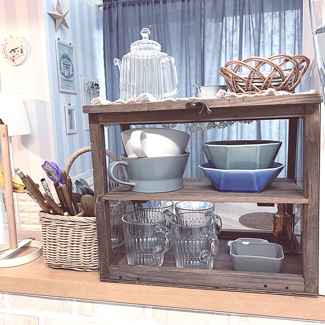 ディスプレイ収納 キッチンカウンター ガラスショーケース Salyu 棚のインテリア実例 02 26 14 48 27 Roomclip ルームクリップ