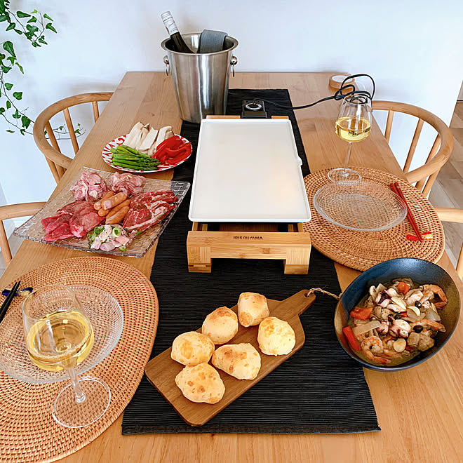 鉄板焼き/テーブルコーディネート/ホムパ/縦長リビング/マンションライフ...などのインテリア実例 - 2020-01-21 20:41:55