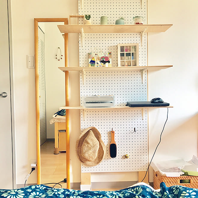 姿見/ディアウォール/ディアウォール棚/壁/天井/有孔ボードのインテリア実例 20170823 151207 ｜ RoomClip