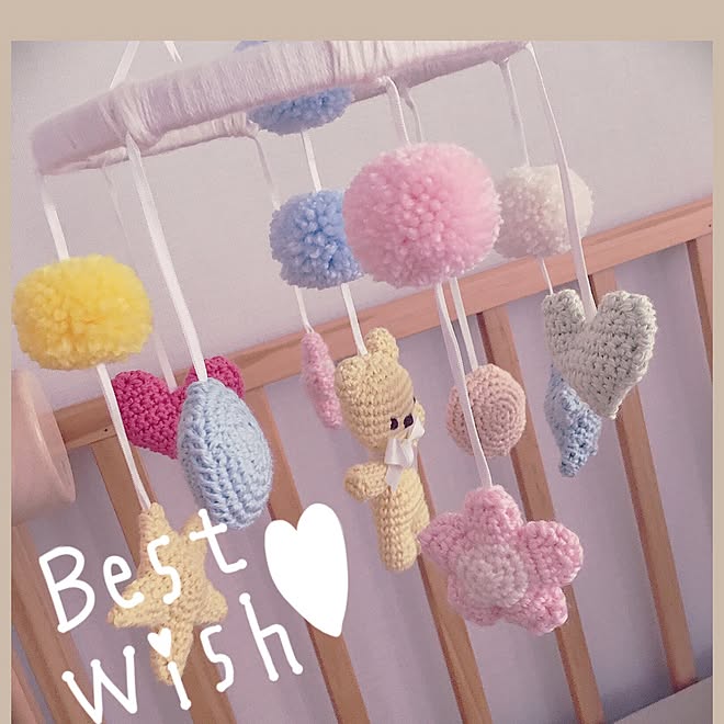 ベビーベッド周り 手作り雑貨 ベッドメリー 赤ちゃんスペース リビング などのインテリア実例 16 09 12 14 47 42 Roomclip ルームクリップ