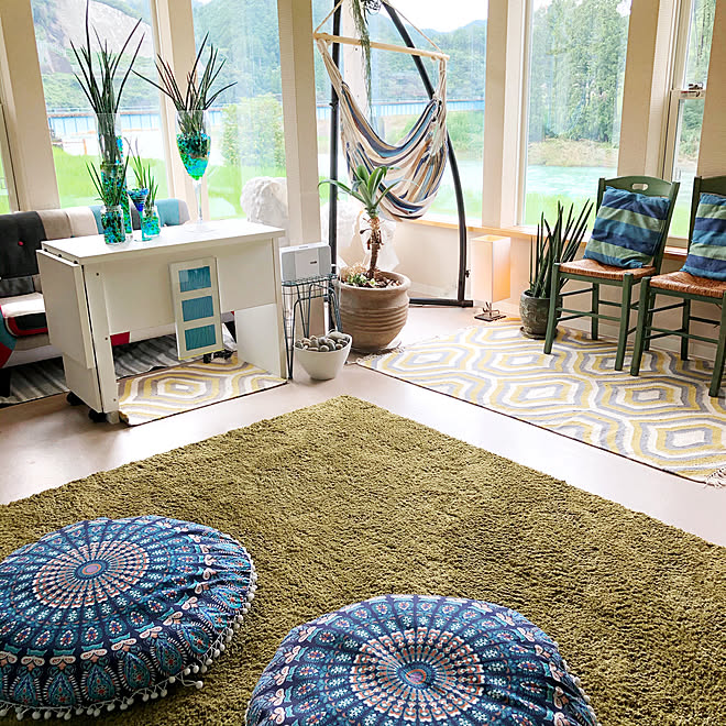 グリーンのある暮らし ビー玉 ハンギングチェア 夏の模様替え ホームリゾート などのインテリア実例 07 29 09 58 58 Roomclip ルームクリップ