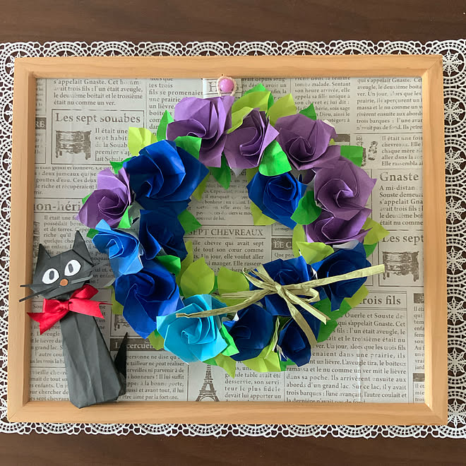 薔薇リース ジジ Rcの出会いに感謝 いつもありがとうございます 折り紙リース などのインテリア実例 21 06 16 51 43 Roomclip ルームクリップ