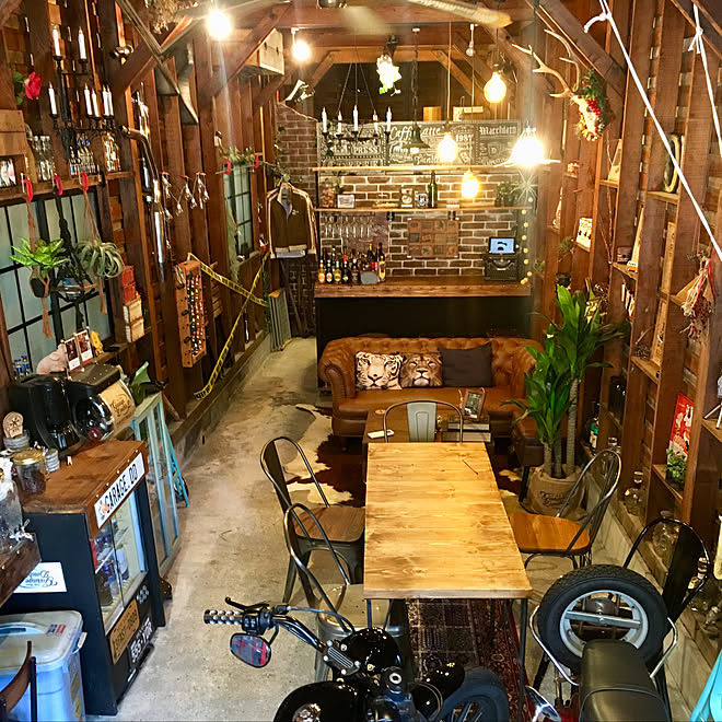 ブラウンインテリア 秘密基地 ガレージ インダストリアル Ig Garage Dd などのインテリア実例 19 08 13 13 49 51 Roomclip ルームクリップ