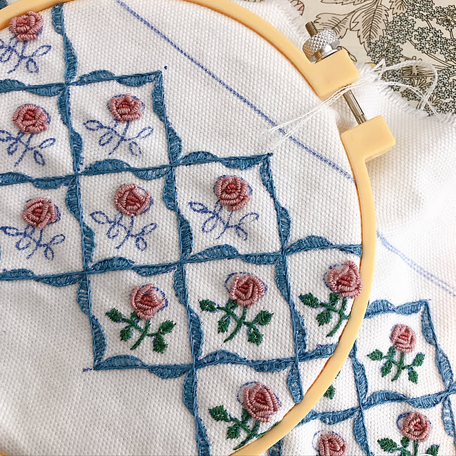 ハンドメイド 刺繍 手作り ホワイトインテリア 輸入住宅 などのインテリア実例 04 19 09 09 54 Roomclip ルームクリップ