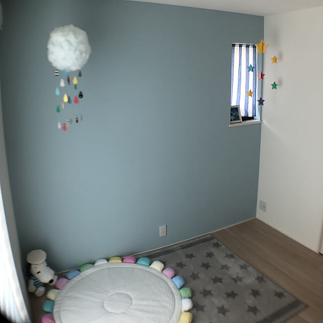 部屋全体 かわいい 子供部屋4 5畳 ブルー アクセントクロスのインテリア実例 18 09 05 14 15 47 Roomclip ルームクリップ