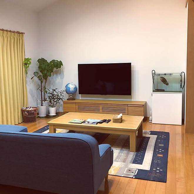 モニター当選ありがとうございます ソファ 水槽のある部屋 壁掛けテレビ イケヒコ モニター などのインテリア実例 05 02 22 48 06 Roomclip ルームクリップ