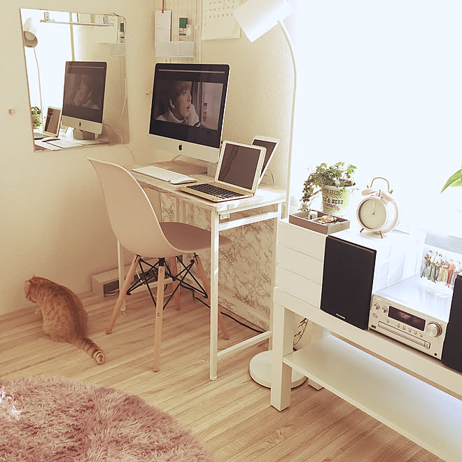 Imacのある部屋 ナチュラル ホワイトインテリア 韓国部屋 イームズチェア などのインテリア実例 21 02 02 14 05 33 Roomclip ルームクリップ