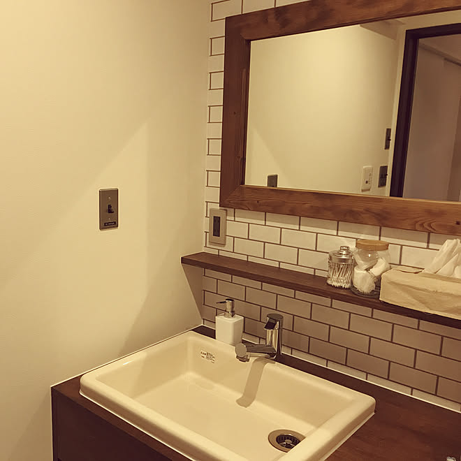 造作洗面化粧台 タイル壁紙 カフェ風 バス トイレのインテリア実例 17 10 16 18 26 53 Roomclip ルームクリップ 造作洗面化粧台 タイル壁紙 カフェ風 バス トイレのインテリア実例 17 10 16 18 26 53 Roomclip ルームクリップ
