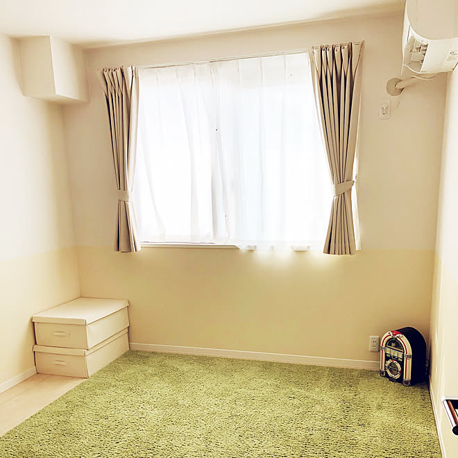 寝室 ジュークボックス 無印良品布貼り収納box ベルメゾングリーンラグ モニター応募投稿 などのインテリア実例 19 08 02 06 57 13 Roomclip ルームクリップ