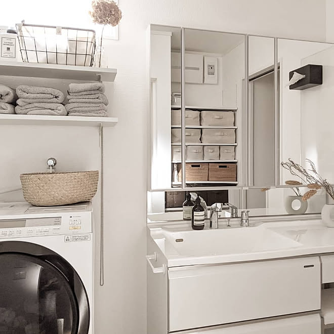 バス トイレ 白い家 洗面脱衣場 洗面所 脱衣場 などのインテリア実例 07 03 07 26 46 Roomclip ルームクリップ