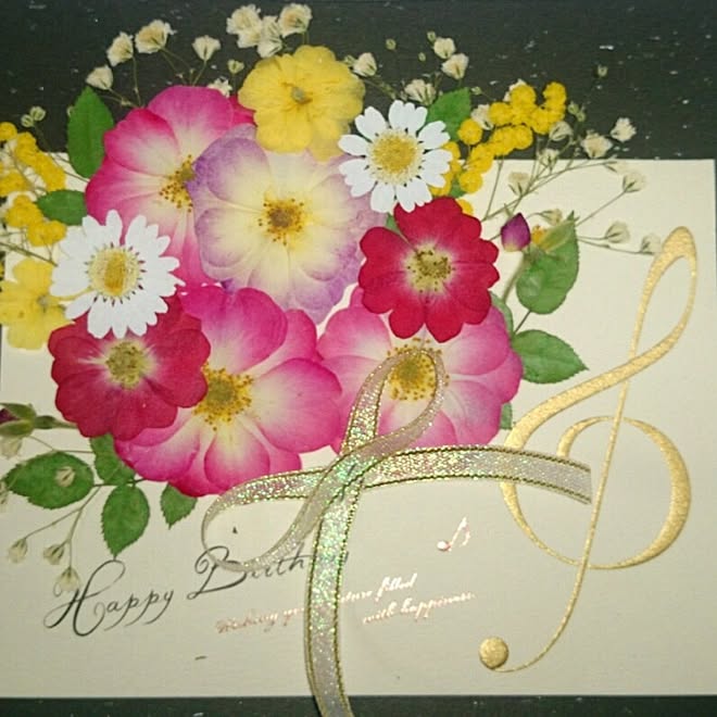 お花のある暮らし バラの花 Birthday Card ブーケの押し花 ハンドメイド などのインテリア実例 16 02 03 01 06 25 Roomclip ルームクリップ