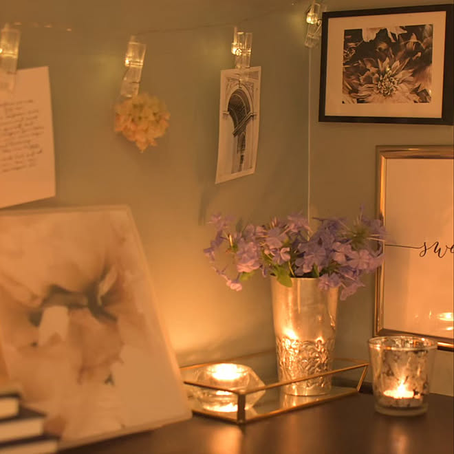 ミラートレイ ニトリ キャンドルホルダー キャンドル 花のある暮らし などのインテリア実例 07 31 23 59 18 Roomclip ルームクリップ