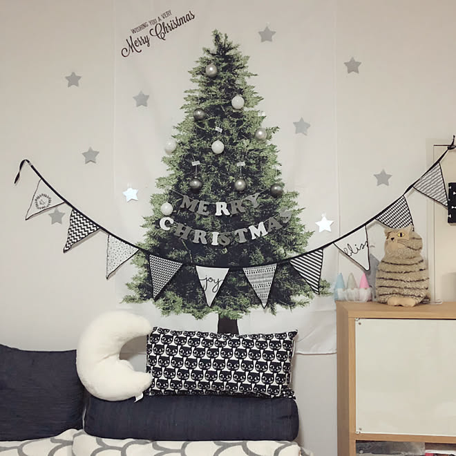 壁 天井 クリスマス ガーランド ツリータペストリーのインテリア実例 18 11 18 22 24 46 Roomclip ルームクリップ