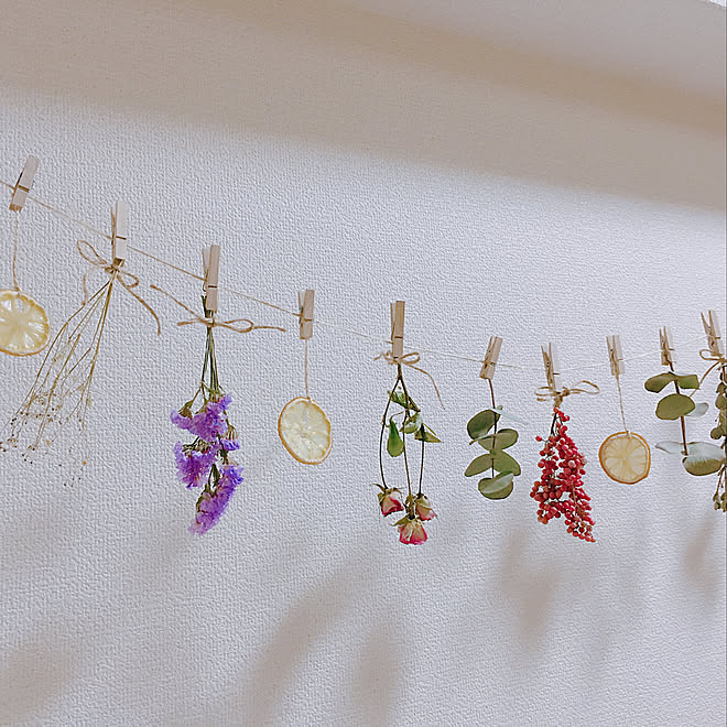 壁 天井 ハンドメイド ドライフラワー ドライフルーツ レモン などのインテリア実例 18 06 15 22 52 32 Roomclip ルームクリップ