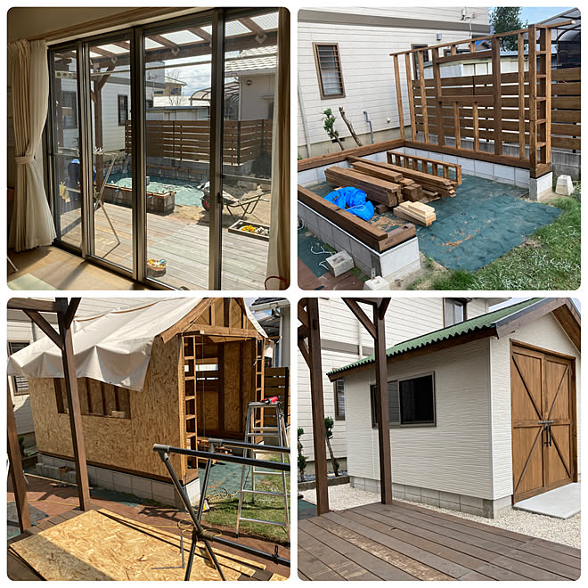 ガレージdiy 記録用pic バイクガレージ ウッドデッキ Diy などのインテリア実例 22 03 29 18 16 53 Roomclip ルームクリップ