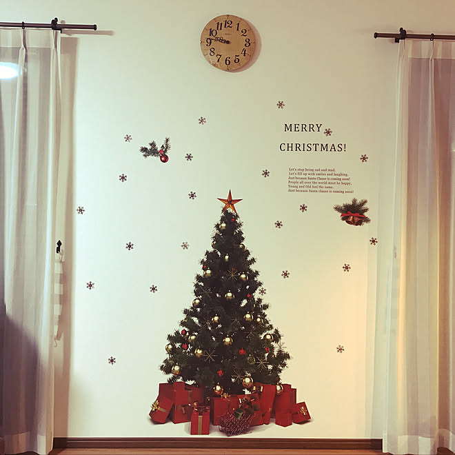 リビング クリスマスデコレーション クリスマスディスプレイ ウォールステッカー 新築一戸建てのインテリア実例 17 11 13 21 50 58 Roomclip ルームクリップ