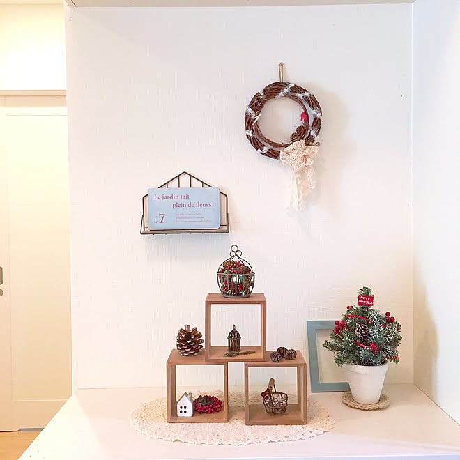 玄関/入り口/靴箱上ディスプレイ/クリスマス/セリア/クリスマスディスプレイ&hellip;などのインテリア実例 20161111 1518