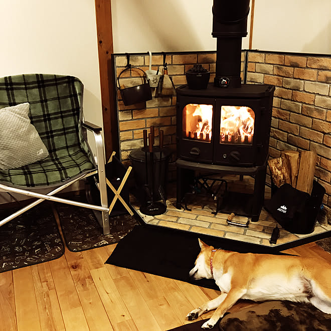 暖炉のある部屋 暖房器具 柴犬がいる家 真壁づくりの家 ワンコと暮らす家 などのインテリア実例 11 30 18 52 40 Roomclip ルームクリップ