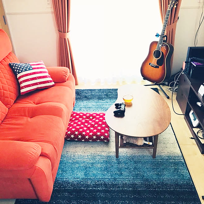 ブルー オレンジ リビング ソファ ニトリ などのインテリア実例 18 06 26 17 52 24 Roomclip ルームクリップ