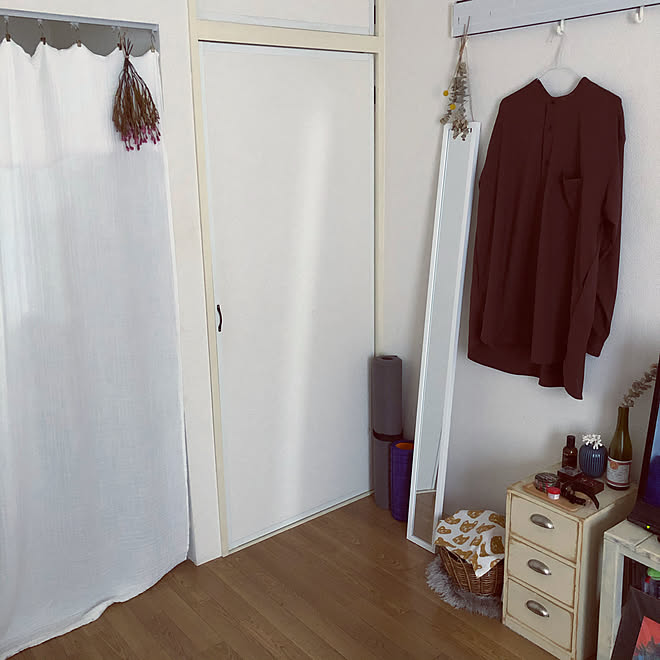 ナチュラル インテリア/全身鏡/ニトリ/ひとり暮らしをとことん楽しむ！/無印良品...などのインテリア実例 20201010 11