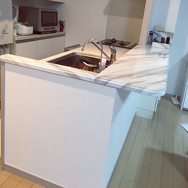 キッチン カウンターリメイク キッチンカウンター天板 シングルマザー 中古マンション 築15年のインテリア実例 18 09 29 23 30 28 Roomclip ルームクリップ