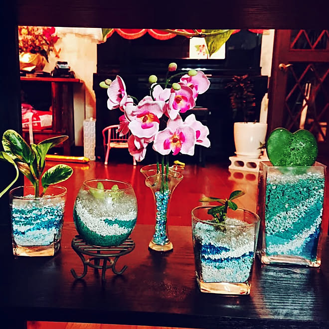 棚/カラーサンド/インテリアグリーン/観葉植物/ダイソー...などのインテリア実例 - 2020-02-21 23:44:18