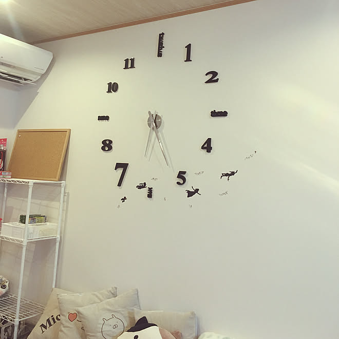壁 天井 うさまる ウォールステッカー ピーターパン 時計 などのインテリア実例 18 07 23 18 31 21 Roomclip ルームクリップ
