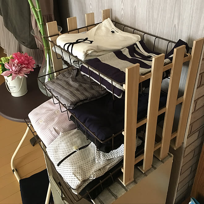 棚/salut!/IKEA花瓶/ワイヤーカゴ/すのこ棚DIY&hellip;などのインテリア実例 20180512 110341
