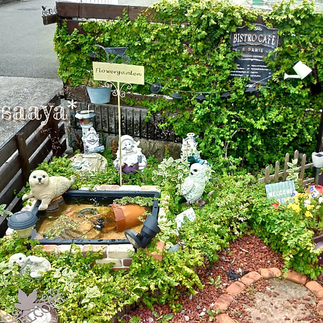 玄関 入り口 ガーデニング コメリの動物さんたち レッドロック 砂利 コーナンのレンガ などのインテリア実例 22 03 25 21 41 54 Roomclip ルームクリップ