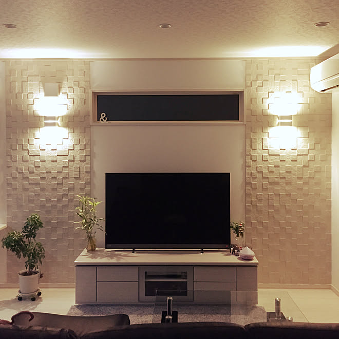 リビング テレビ台 リクシルエコカラット モノトーン好き エコカラット などのインテリア実例 18 03 12 22 57 08 Roomclip ルームクリップ