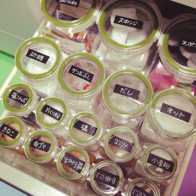 キッチン/ラベル/黒板シール/フレッシュロック/調味料ボトル...などのインテリア実例 - 2015-09-24 21:56:42