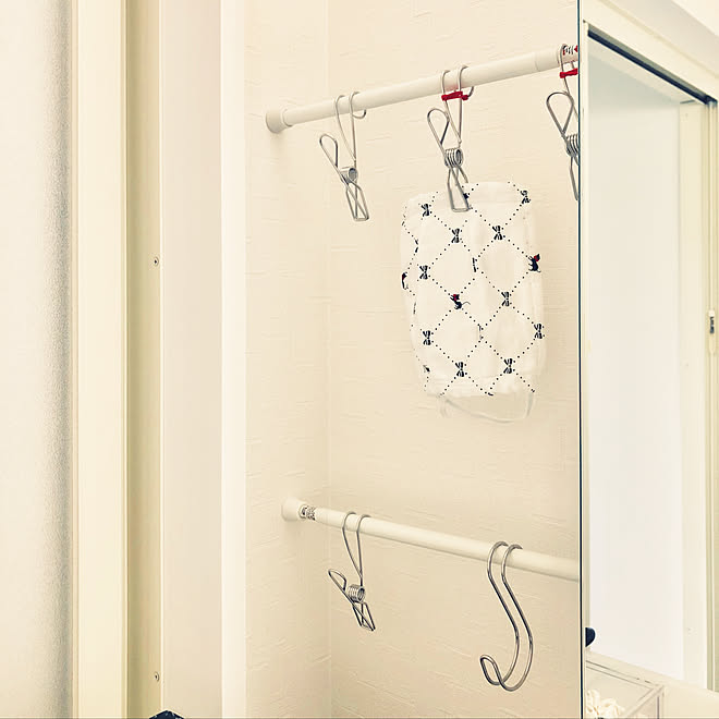 無印良品 突っ張り棒 手作りマスク マスク洗い バス トイレのインテリア実例 05 06 12 03 Roomclip ルームクリップ