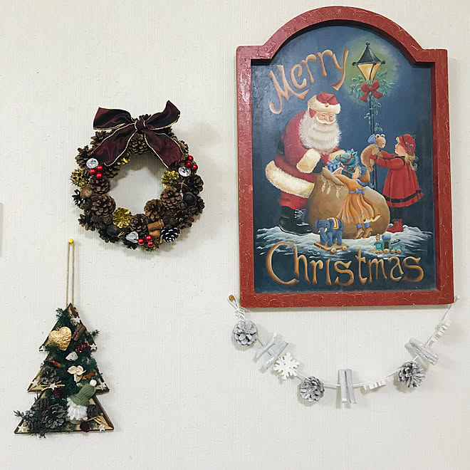 楽しいな♡/クリスマスの飾り付け/ナチュラルキッチンの雑貨/クリスマスリース手作り/トールペイント手描き...などのインテリア実例 - 2019-11-14 18:18:34
