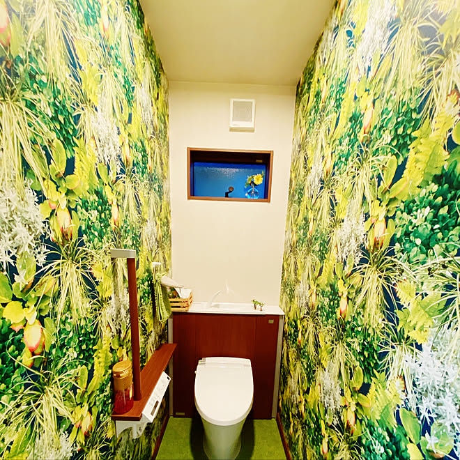 ジブリ好き トロピカル柄 トイレの壁 ジブリグッズ 森みたいなトイレ などのインテリア実例 21 06 02 19 18 18 Roomclip ルームクリップ