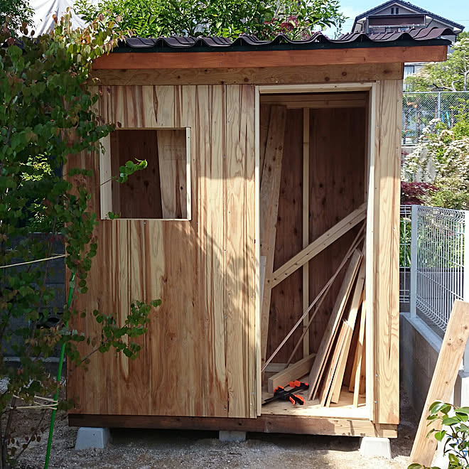 玄関/入り口/屋根材 オンデュリン/庭の小屋 DIY/オンデュリン/庭のインテリア実例 20190504 163607