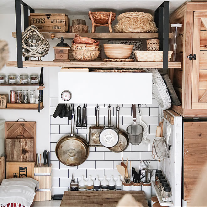 吊り棚diy 吊り棚 アイアンラック Boho ボヘミアン などのインテリア実例 19 10 16 19 47 30 Roomclip ルームクリップ