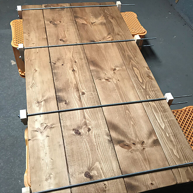 Diy ダイニングテーブル ダイニングテーブルｄｉｙ サンダー掛け クランプ自作 などのインテリア実例 06 03 23 19 05 Roomclip ルームクリップ