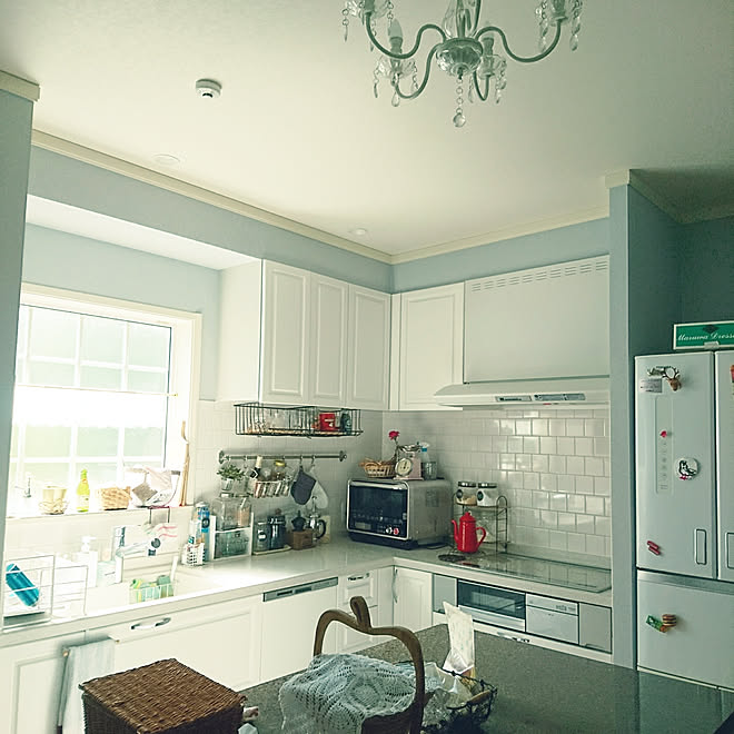 キッチン フレンチ 海外インテリアに憧れて ブルーの壁 三井ホーム などのインテリア実例 18 08 17 15 02 35 Roomclip ルームクリップ