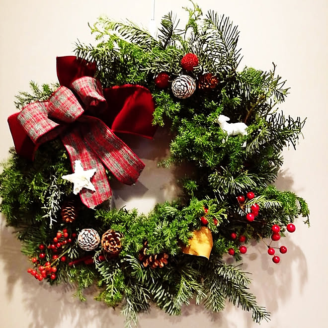 リビング/ハンドメイド/クリスマス/おしゃれ/リースのインテリア実例 - 2019-11-29 22:29:47
