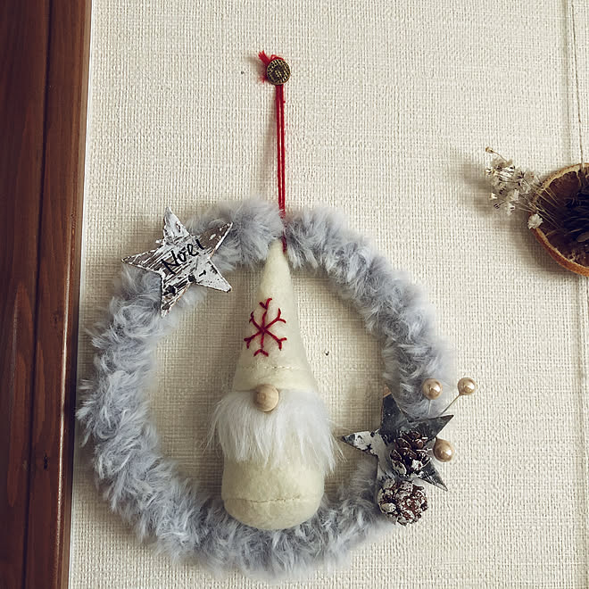 手作りリース/クリスマスリース/ナチュラル/ハンドメイド/ナチュラルが好き...などのインテリア実例 - 2019-11-21 13:33:04