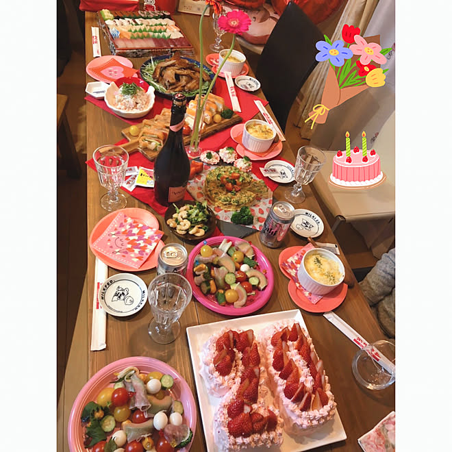 旦那diy 旦那作ダイニングテーブル 歳のお祝い お誕生日 クリスマス などのインテリア実例 12 30 08 59 08 Roomclip ルームクリップ