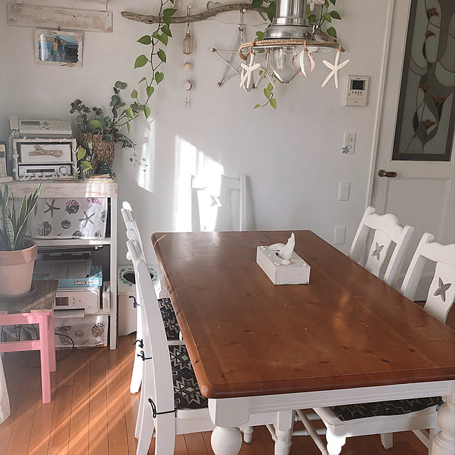 IKEAの照明/セリアのカフェカーテン/ティッシュケース DIY/観葉植物のある暮らし/ダイニングテーブル&チェア...などのインテリア実例 - 2019-11-15 08:16:08