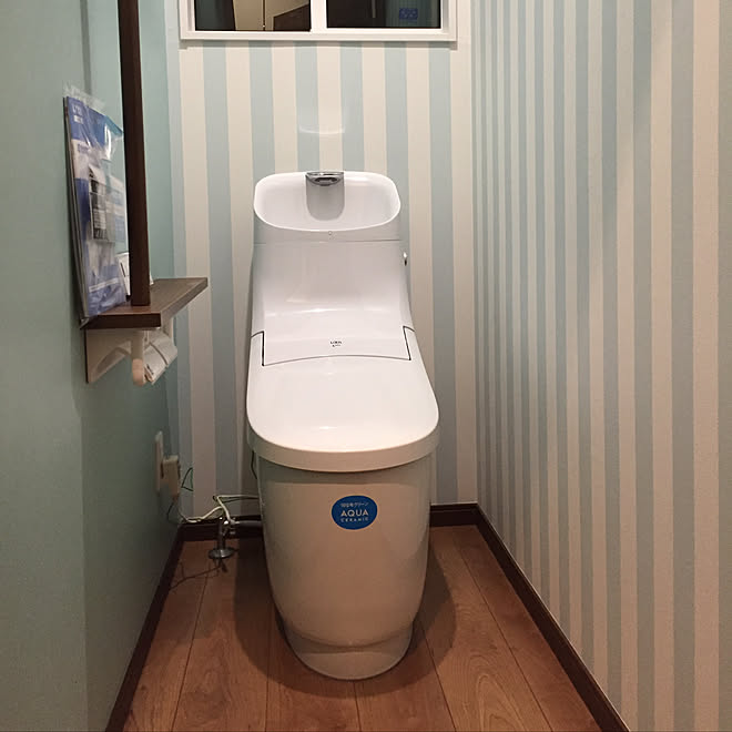 バス トイレ 水色 ストライプ サンゲツ リクシルトイレ などのインテリア実例 18 01 03 14 44 16 Roomclip ルームクリップ