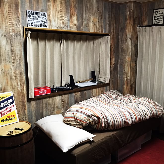 部屋全体 ワイン樽 壁紙屋本舗 男前 無印良品 などのインテリア実例 16 01 13 12 56 27 Roomclip ルームクリップ